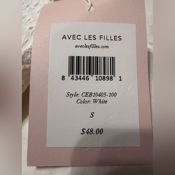 Avec Les Filles White Eyelet Women's Crop Top - NWT - Size S - Picture 7 of 10